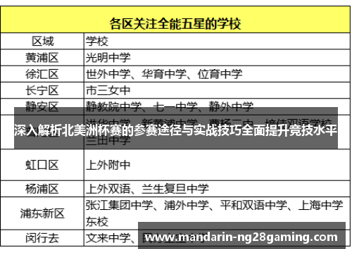 深入解析北美洲杯赛的参赛途径与实战技巧全面提升竞技水平 深入解析北美洲杯赛的参赛途径与实战技巧全面提升竞技水平